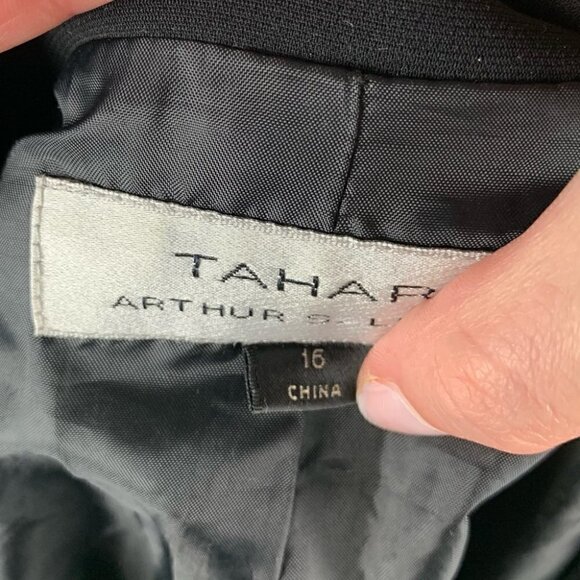 Tahari Womens blazer size 16 black white piping 3 button career Jacket - Picture 7 of 9